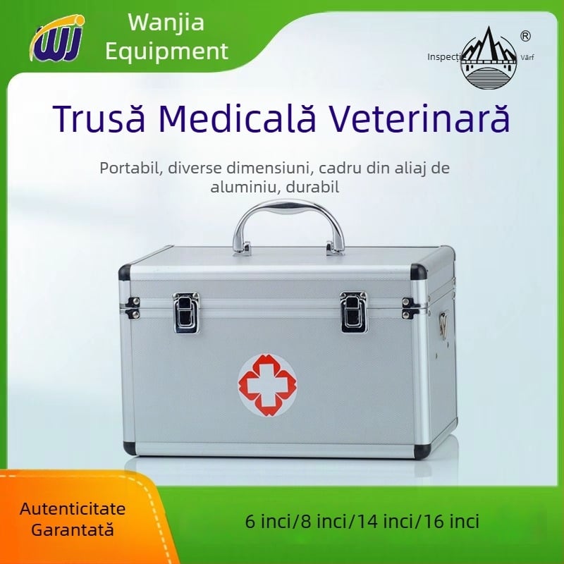 Cutie medicală de uz casnic din aliaj de aluminiu, portabilă, cu lacăt, capacitate mare