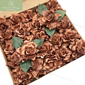 Set cadou cu trandafiri de spumă și gardenii cu tulpini, pentru decor acasă și aranjamente florale