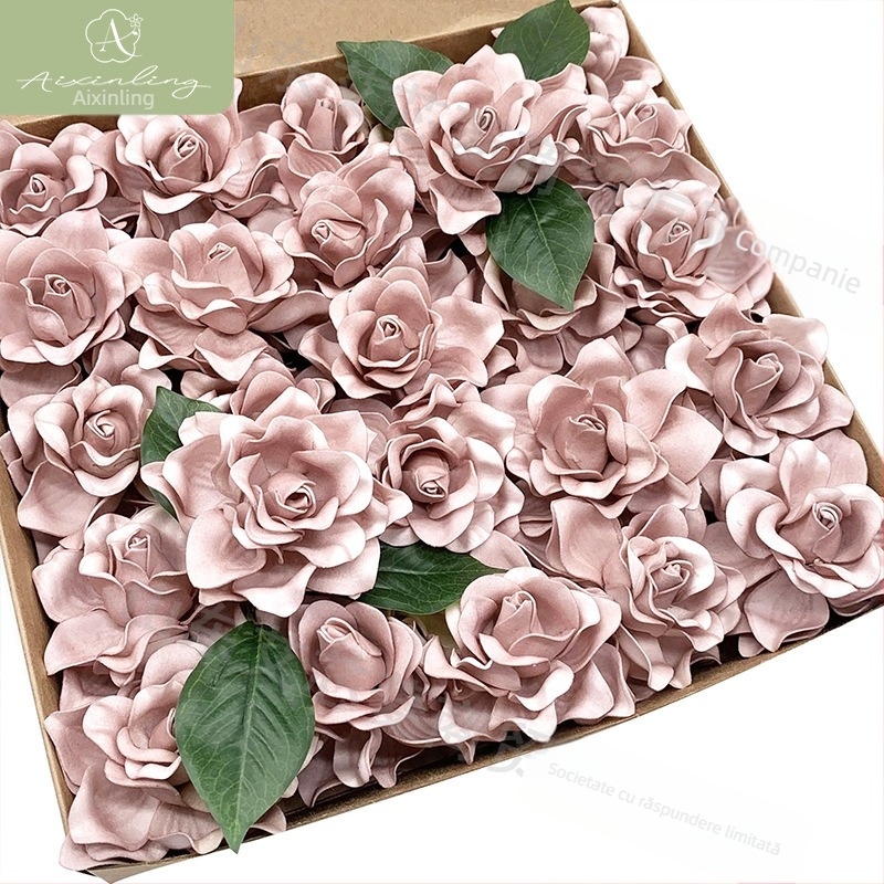 Set cadou cu trandafiri de spumă și gardenii cu tulpini, pentru decor acasă și aranjamente florale