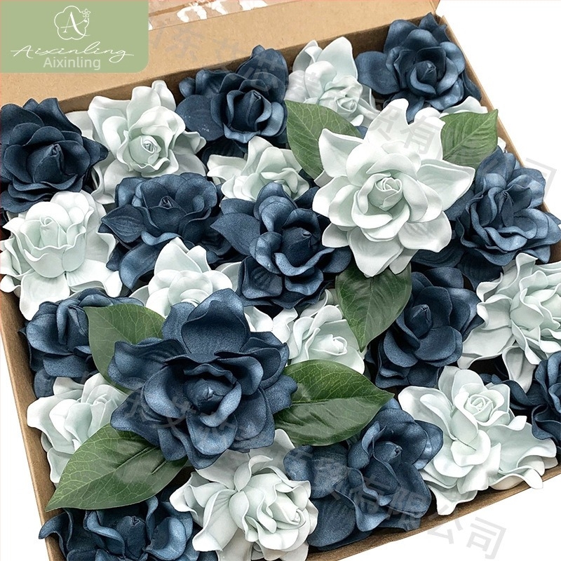 Set cadou cu trandafiri de spumă și gardenii cu tulpini, pentru decor acasă și aranjamente florale