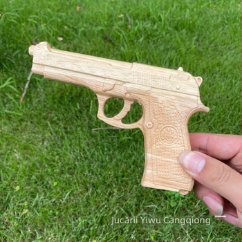 Model de pistol din lemn de stejar, relief sculptat, pistol din lemn pentru copii