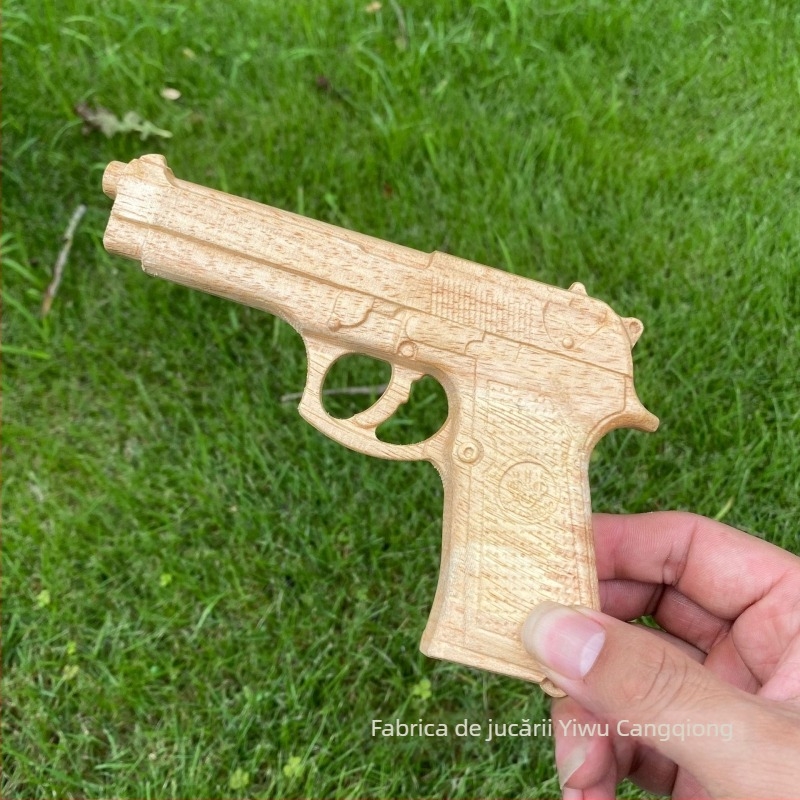 Model de pistol din lemn de stejar, relief sculptat, pistol din lemn pentru copii