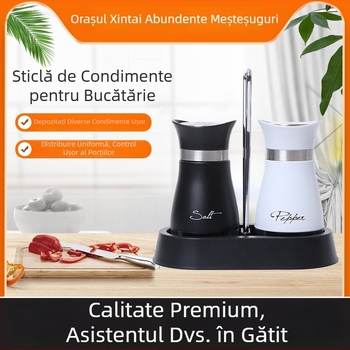 Set de borcane pentru condimente din oțel inoxidabil, design modern minimalist, borcan de control al sării prin apăsare 0,5 g