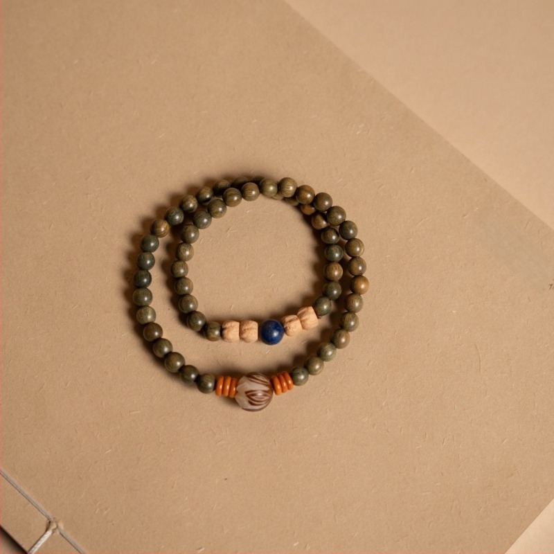 Brățară DIY în stil chinezesc din lemn de santal verde, mărgele de 6 mm și 8 mm, mărgele rozari budiste