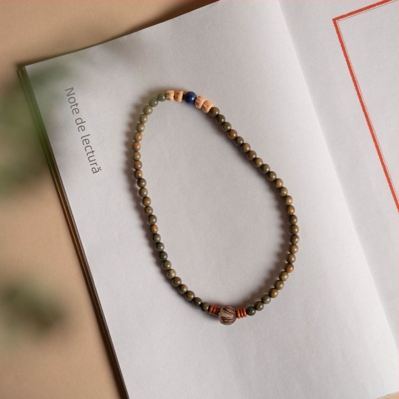 Brățară DIY în stil chinezesc din lemn de santal verde, mărgele de 6 mm și 8 mm, mărgele rozari budiste