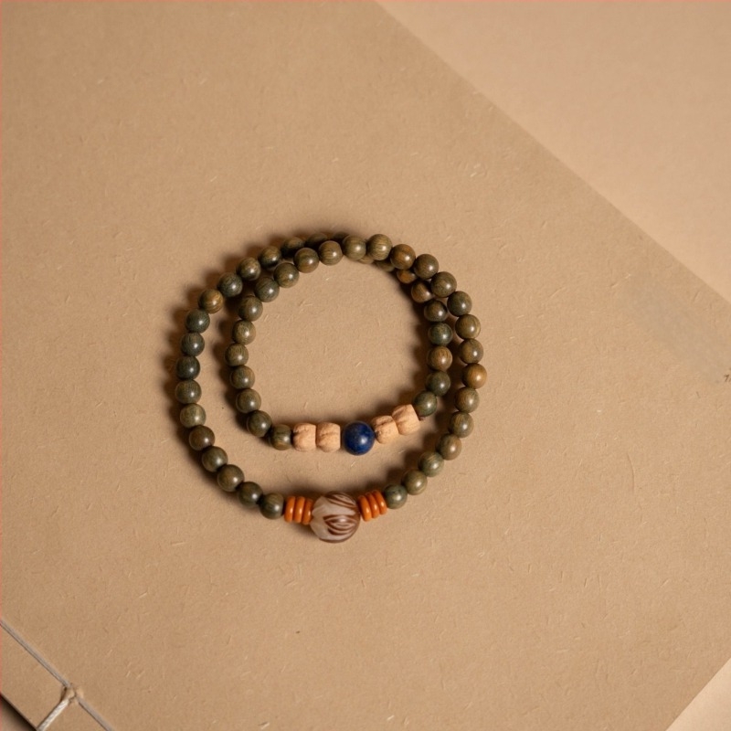Brățară DIY în stil chinezesc din lemn de santal verde, mărgele de 6 mm și 8 mm, mărgele rozari budiste