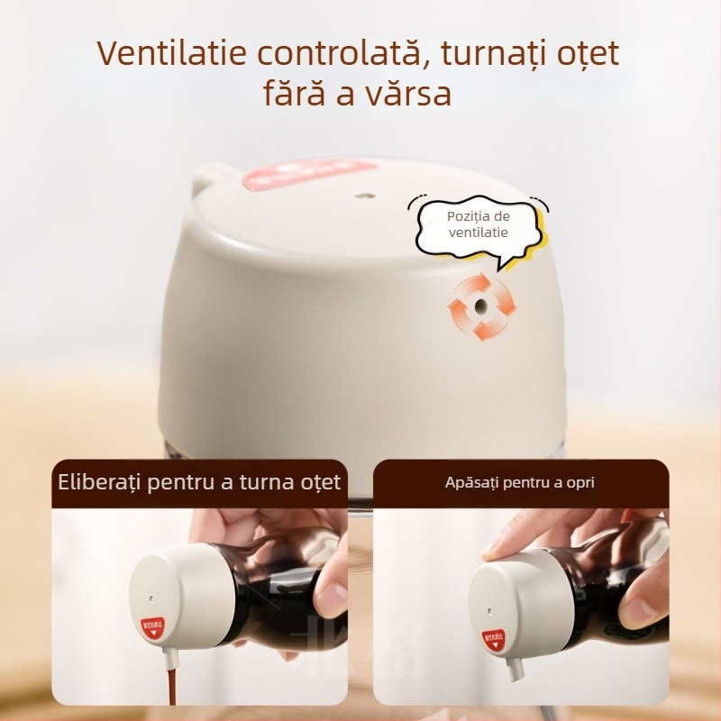 Mini borcănel de oțet, sticlă, calitate alimentară, design elegant pentru sos de soia și oțet pentru uz casnic