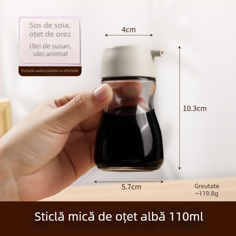 Mini borcănel de oțet, sticlă, calitate alimentară, design elegant pentru sos de soia și oțet pentru uz casnic
