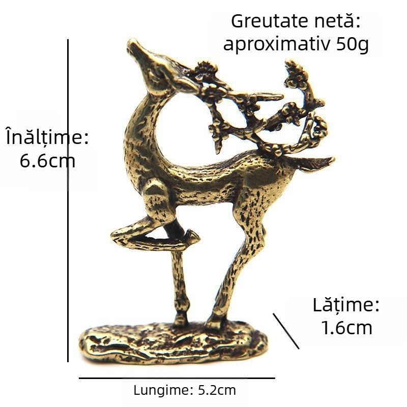 Figurină decorativă din cupru solid pentru ceai, cerbul Sika, capac de ceai, cuțit de ceai, ornament de birou creativ, cadou pentru ceremonia ceaiului