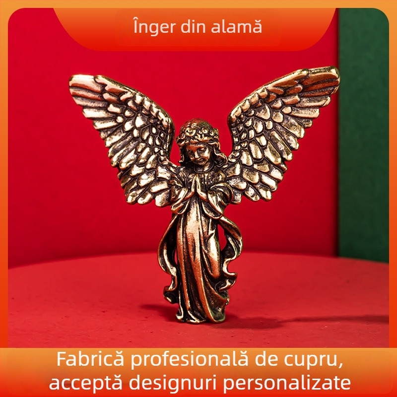Statuetă Cupidon vintage, înger cu șase aripi, ornament pentru birou și decor pentru casă