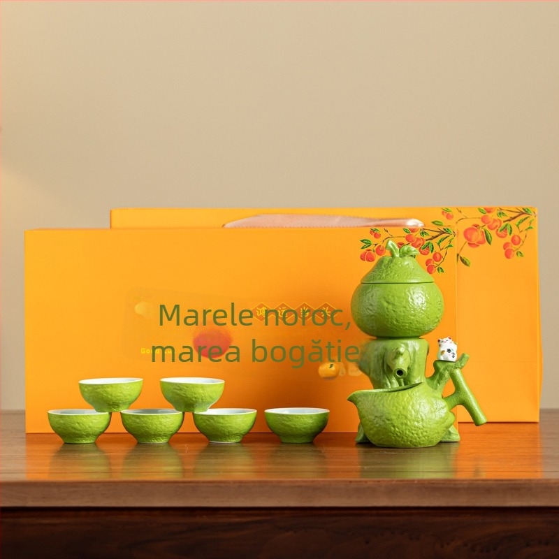 Set de ceai octagonal portabil din ceramică – ceainic și ustensile, cadou corporativ personalizat