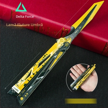 Modelul Triangle Z de acțiune: Armă Shadow Edge, Cuțit Fluture și Suport Metal pentru Expunere