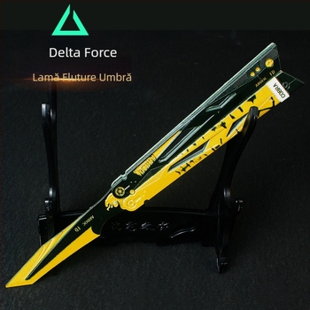 Modelul Triangle Z de acțiune: Armă Shadow Edge, Cuțit Fluture și Suport Metal pentru Expunere