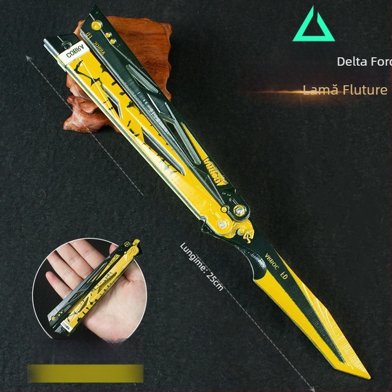 Modelul Triangle Z de acțiune: Armă Shadow Edge, Cuțit Fluture și Suport Metal pentru Expunere