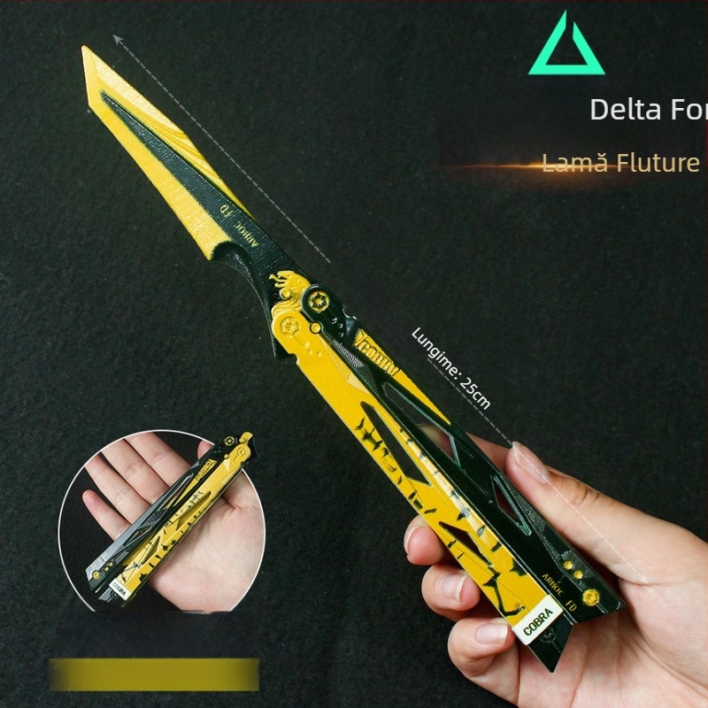 Modelul Triangle Z de acțiune: Armă Shadow Edge, Cuțit Fluture și Suport Metal pentru Expunere