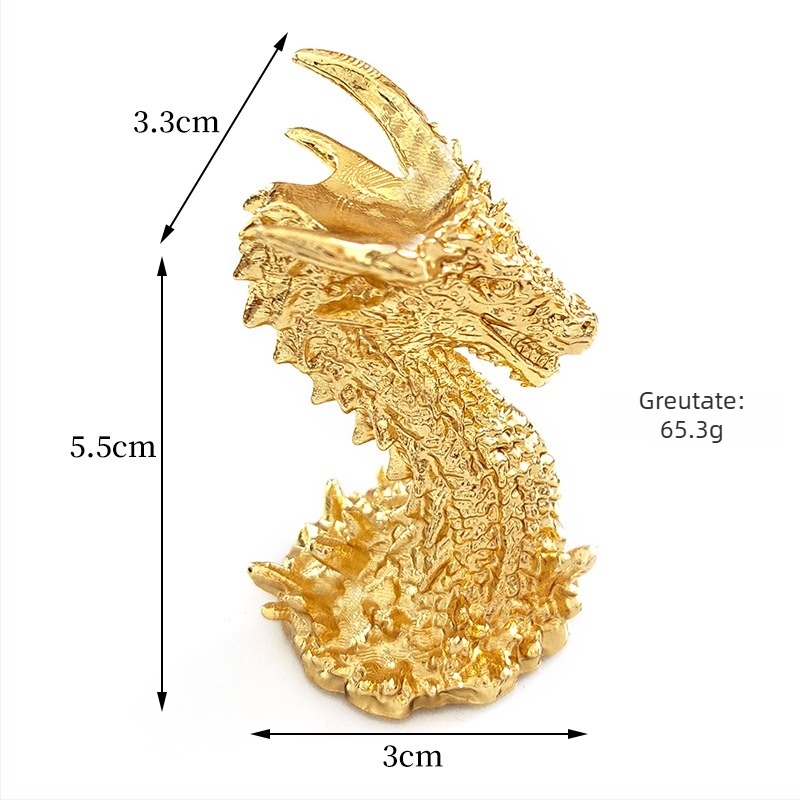 Suport metalic cu dragon auriu și sferă de cristal – ornament decorativ, stil chinezesc, pentru casă și birou