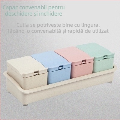 Set de recipiente pentru condimente din paie de grâu pentru bucătărie