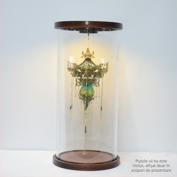 Capac de sticlă pentru lampa Wanling – afișaj transparent, protecție împotriva prafului, bază rotativă iluminată, DIY