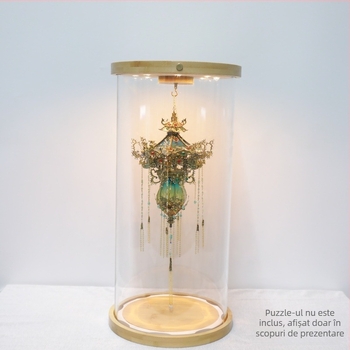 Capac de sticlă pentru lampa Wanling – afișaj transparent, protecție împotriva prafului, bază rotativă iluminată, DIY