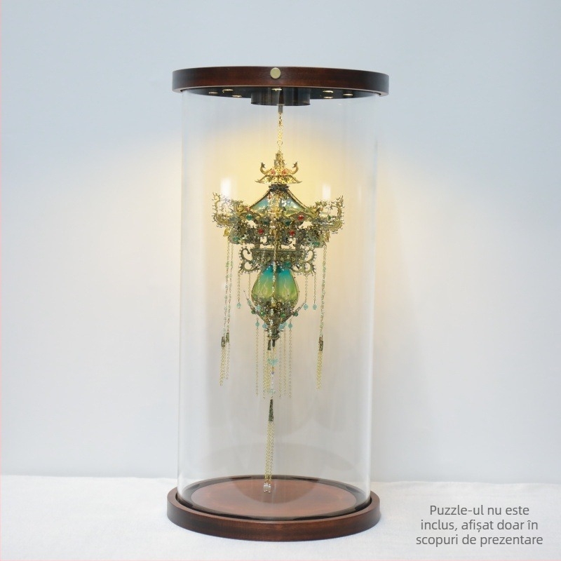 Capac de sticlă pentru lampa Wanling – afișaj transparent, protecție împotriva prafului, bază rotativă iluminată, DIY