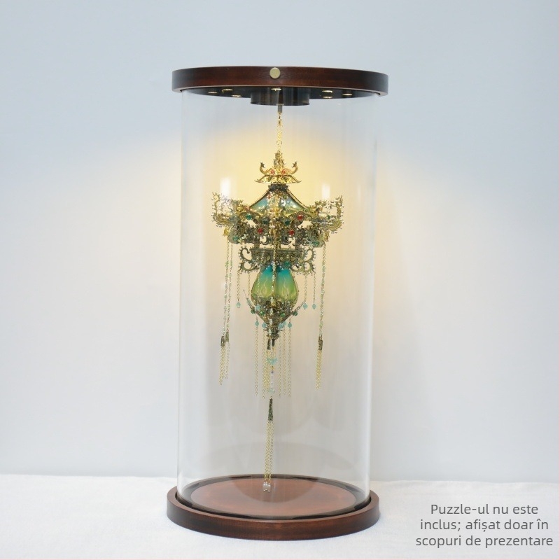 Capac de sticlă pentru lampa Wanling – afișaj transparent, protecție împotriva prafului, bază rotativă iluminată, DIY