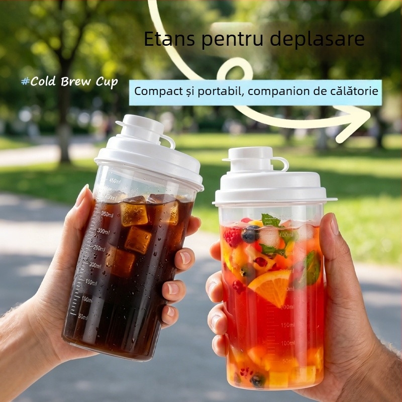 Pahar transparent etanș pentru băuturi și recipient de depozitare a alimentelor, portabil, 300–500 ml, design minimalist, PP