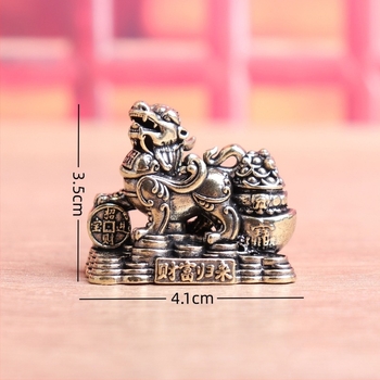 Cuplu Pixiu din alamă pură – ornamente decorative vintage pentru belșug și noroc