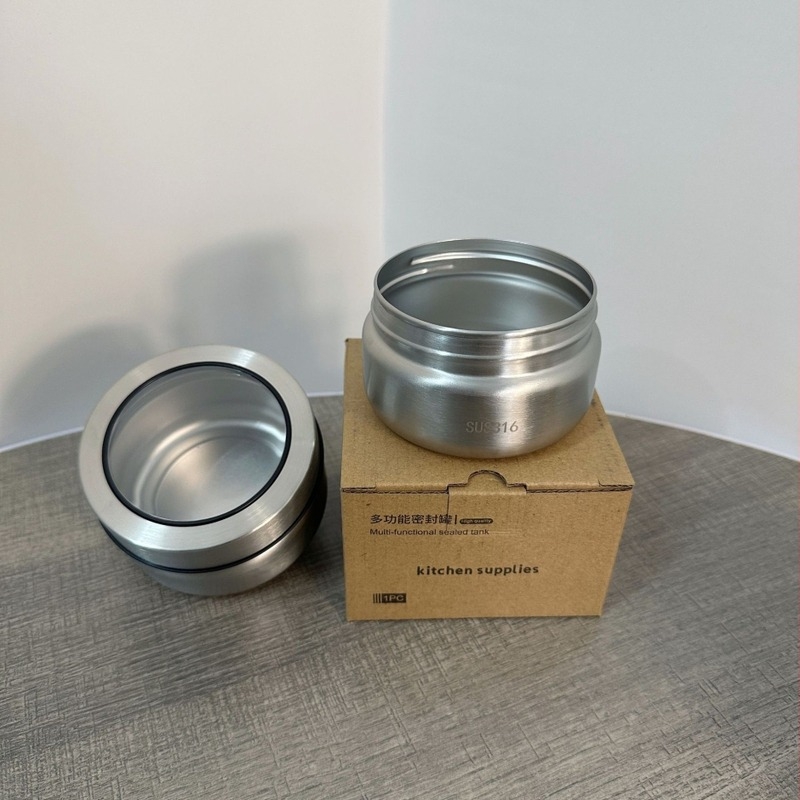 Recipient din oțel inoxidabil 316 pentru ceai și cereale, sigilat, rezistent la umiditate, container de depozitare pentru uz casnic, vizibil