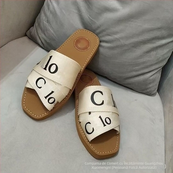 Papuci de damă cu broderie CD, talpă dublă, ușoare pentru vară, sandale slip-on de exterior