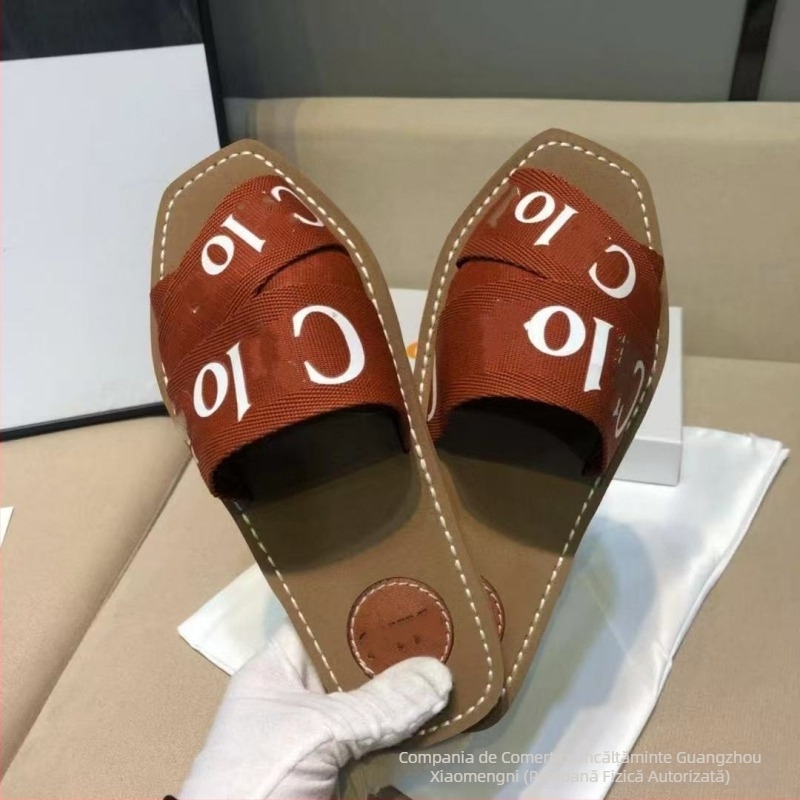 Papuci de damă cu broderie CD, talpă dublă, ușoare pentru vară, sandale slip-on de exterior