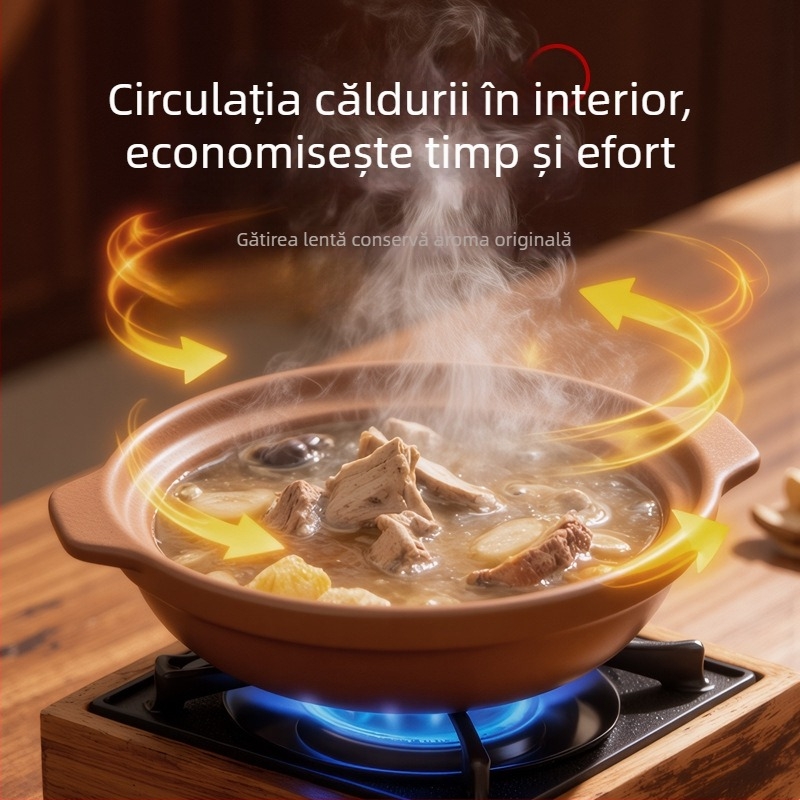 Vas de lut neglazurat pentru tocane și orez, rezistent la temperaturi înalte, compatibil cu aragazul pe gaz