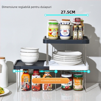 Raft telescopic pentru condimente — organizator de masă pentru bucătărie, multifuncțional, fără găuri