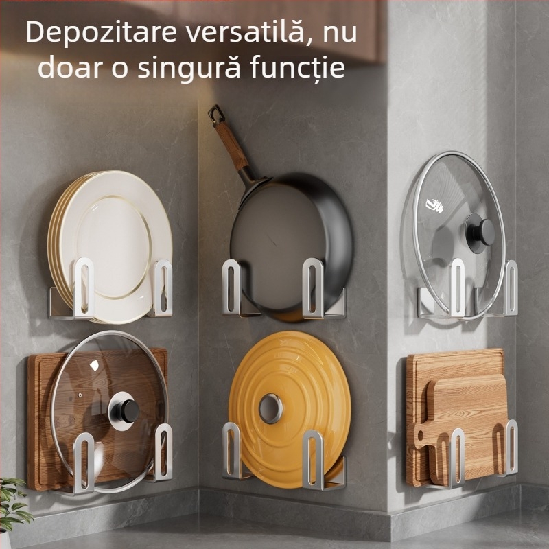 Suport din oțel inoxidabil pentru capace de oale, fără găuri, model nou, organizator de bucătărie pentru tocătoare