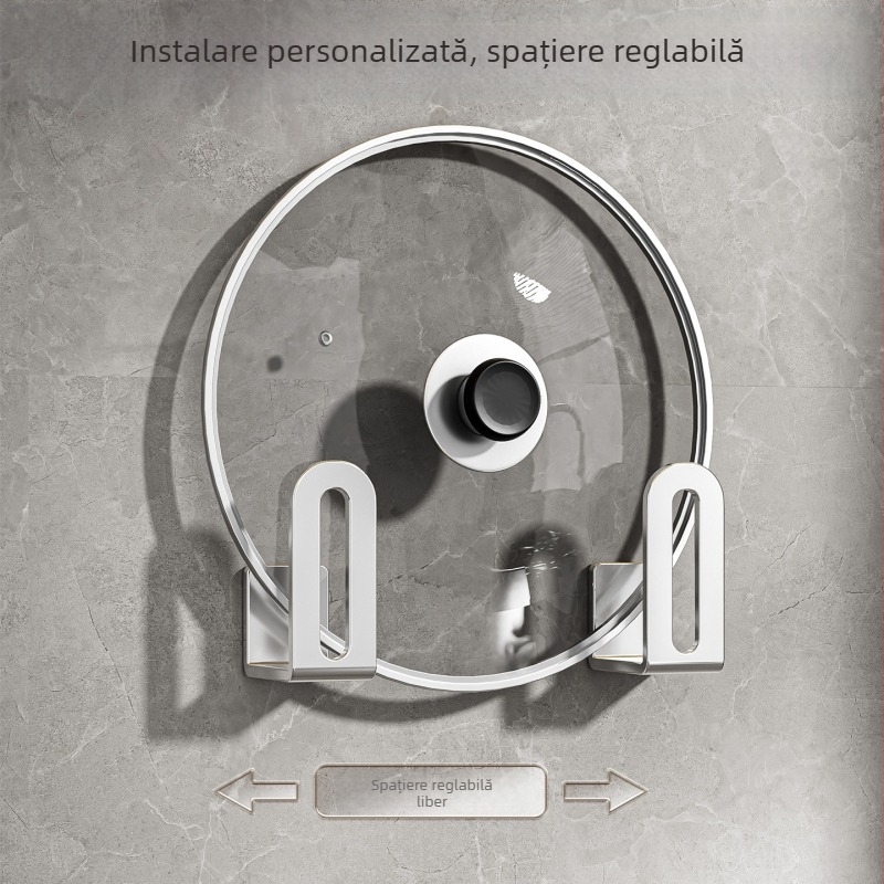 Suport din oțel inoxidabil pentru capace de oale, fără găuri, model nou, organizator de bucătărie pentru tocătoare