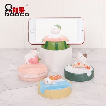 Suport pentru telefon din rășină, pisică desen animat – decor de birou