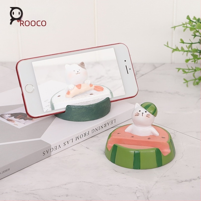 Suport pentru telefon din rășină, pisică desen animat – decor de birou