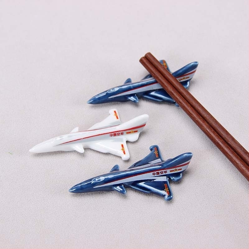 Decorațiune avion din porțelan, ornament ceramic cu suport pentru pixuri și suport pentru bețișoare, pentru birou și casă