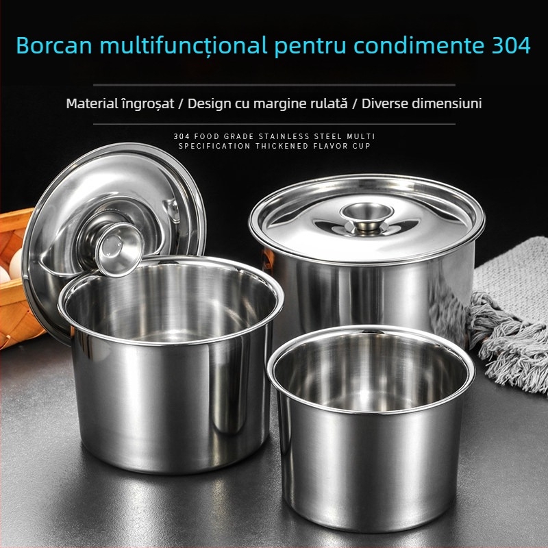 Vas de mixat ouă din oțel inoxidabil 304 cu capac, gros, capacitate adâncită, fund plat, pentru coacere, utilizare comercială hotelieră
