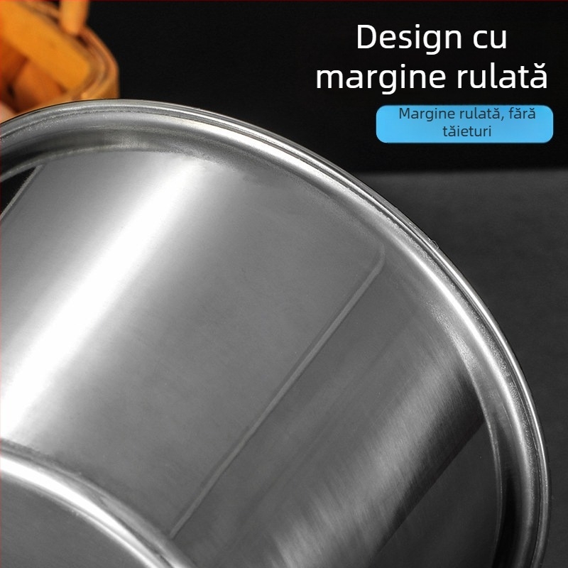 Vas de mixat ouă din oțel inoxidabil 304 cu capac, gros, capacitate adâncită, fund plat, pentru coacere, utilizare comercială hotelieră