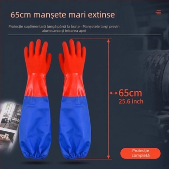 Mănuși de spălat vase din cauciuc industrial, lungime extinsă 65 cm, flexibile la temperaturi scăzute, personalizabile OEM