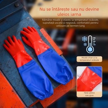 Mănuși de spălat vase din cauciuc industrial, lungime extinsă 65 cm, flexibile la temperaturi scăzute, personalizabile OEM