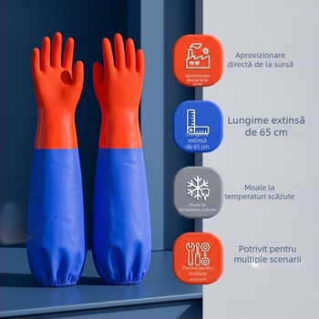 Mănuși de spălat vase din cauciuc industrial, lungime extinsă 65 cm, flexibile la temperaturi scăzute, personalizabile OEM