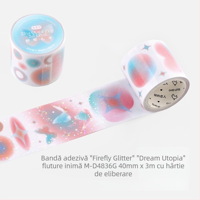 Bandă pentru scrisori – Seria Visul Fantaziei, gradient pastel delicat pentru decorarea jurnalului și a colajelor