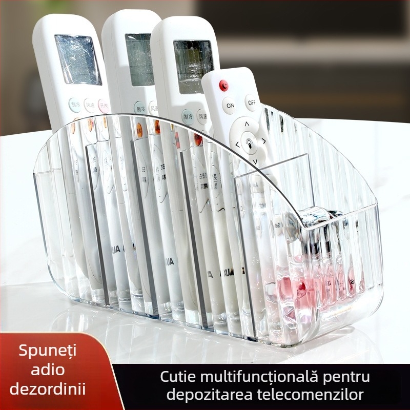 Organizator acrilic cu 5 compartimente pentru pensule de machiaj și suport de birou pentru telecomenzi și produse de îngrijire a pielii