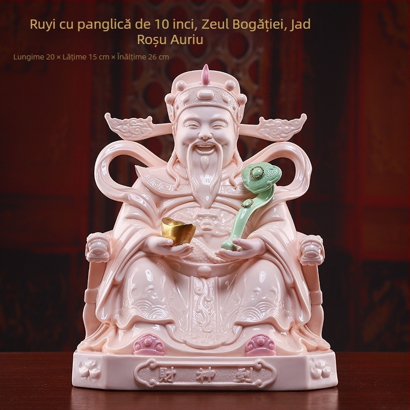 Statuetă ceramică a lui Bi Gan, Dumnezeu al bogăției, porțelan alb