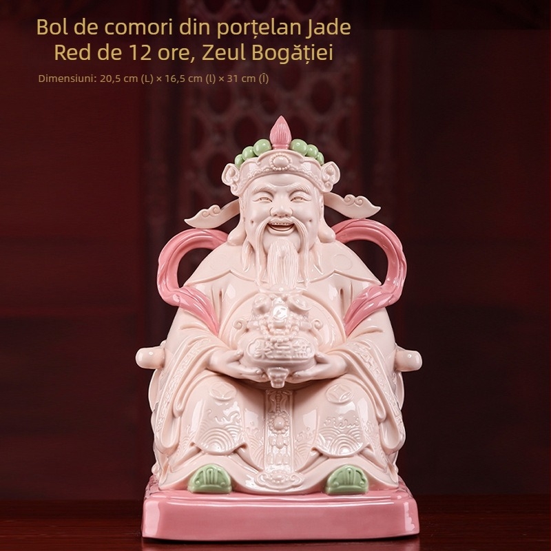 Statuetă ceramică a lui Bi Gan, Dumnezeu al bogăției, porțelan alb
