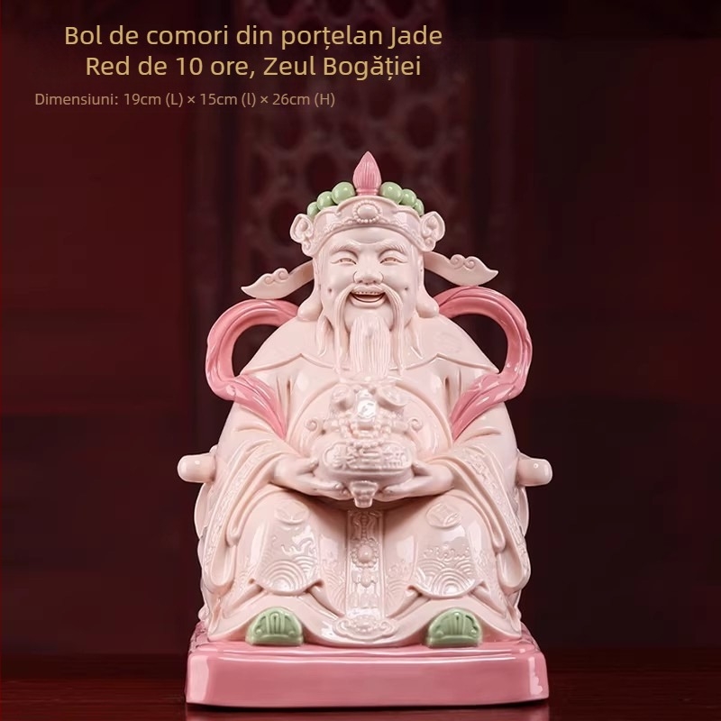 Statuetă ceramică a lui Bi Gan, Dumnezeu al bogăției, porțelan alb