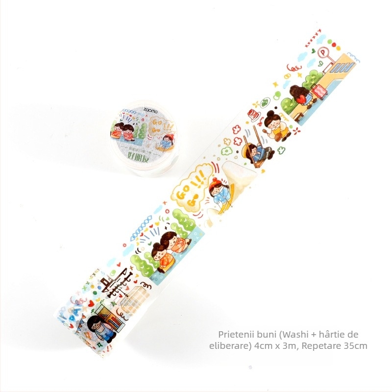 Bandă washi Fat Planet 2.0 Season 2 — 12 autocolante decorative pentru jurnal și decor DIY