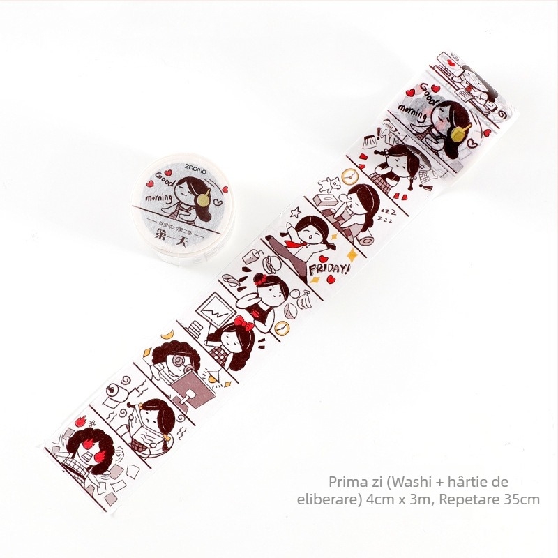 Bandă washi Fat Planet 2.0 Season 2 — 12 autocolante decorative pentru jurnal și decor DIY