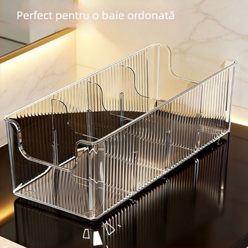 Organizator transparent dreptunghiular pentru măști și produse de îngrijire a pielii, cu compartimente